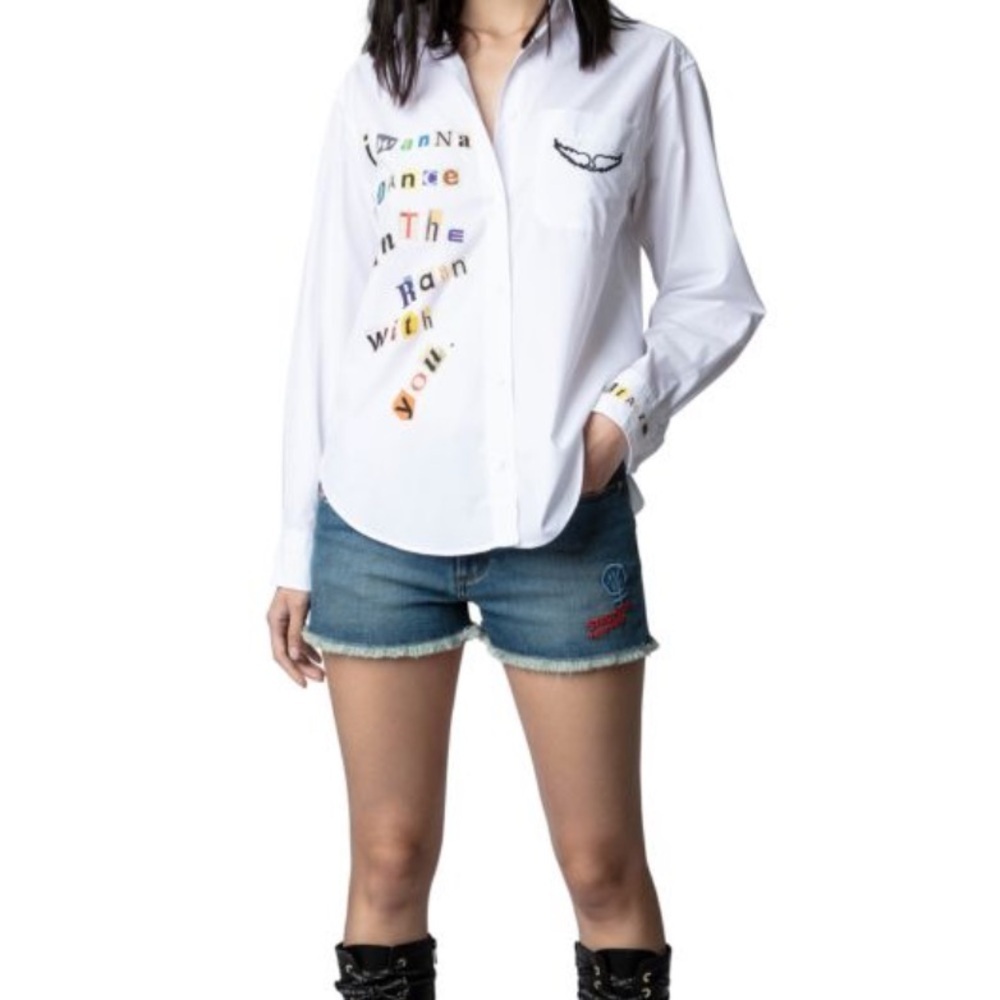 Zadig & Voltaire white shirt with lettering. Made in Portugal